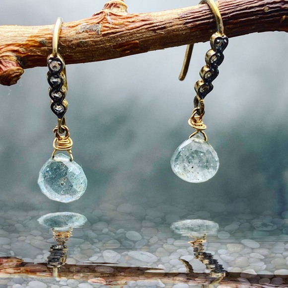 Handmade Aquamarine and white topaz earrings